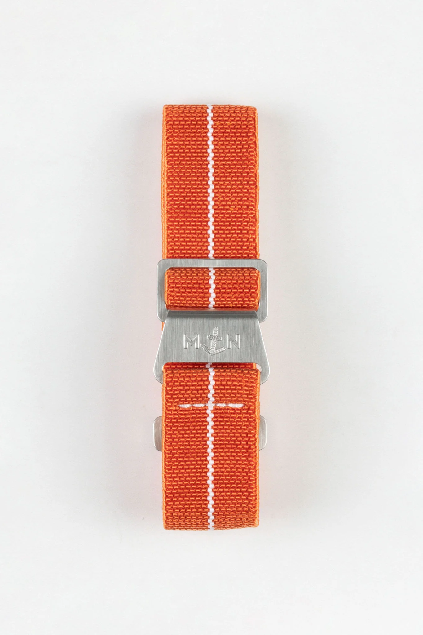 Erika's Originals ORANGE MN™ Strap with WHITE Centerline - BRUSHED Hardware