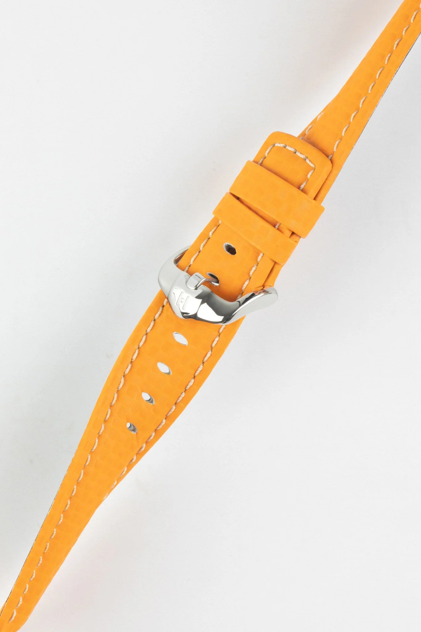 Hirsch CARBON Embossed Water-Resistant Leather Watch Strap in ORANGE - Image 6