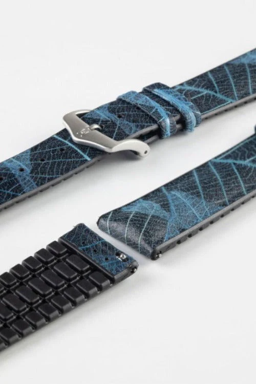 Hirsch LEAF Vegan Performance Rubber Watch Strap in BLUE/BLACK - Image 10