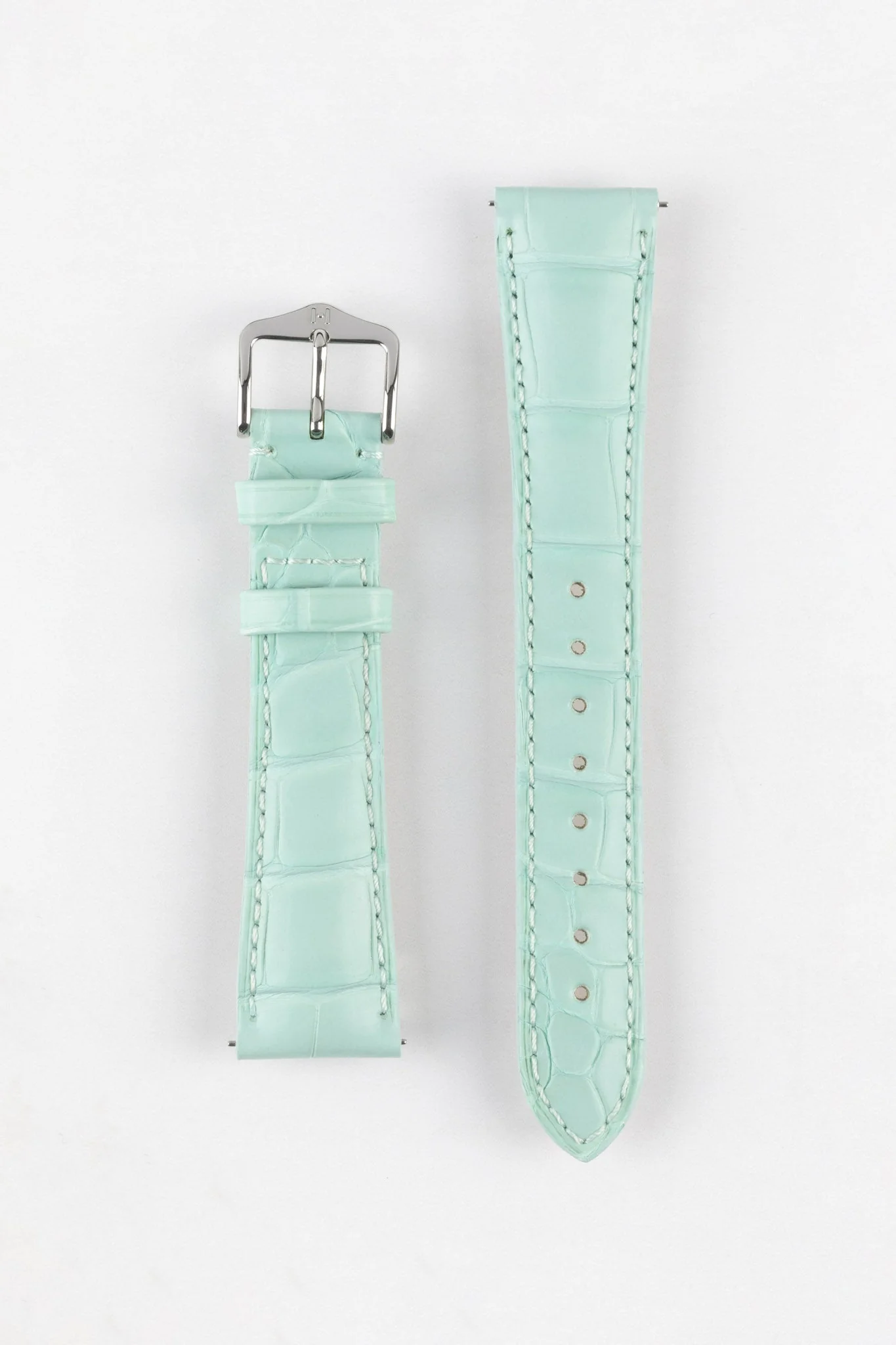 Hirsch LONDON Matt Alligator Leather Watch Strap in PASTEL BLUE