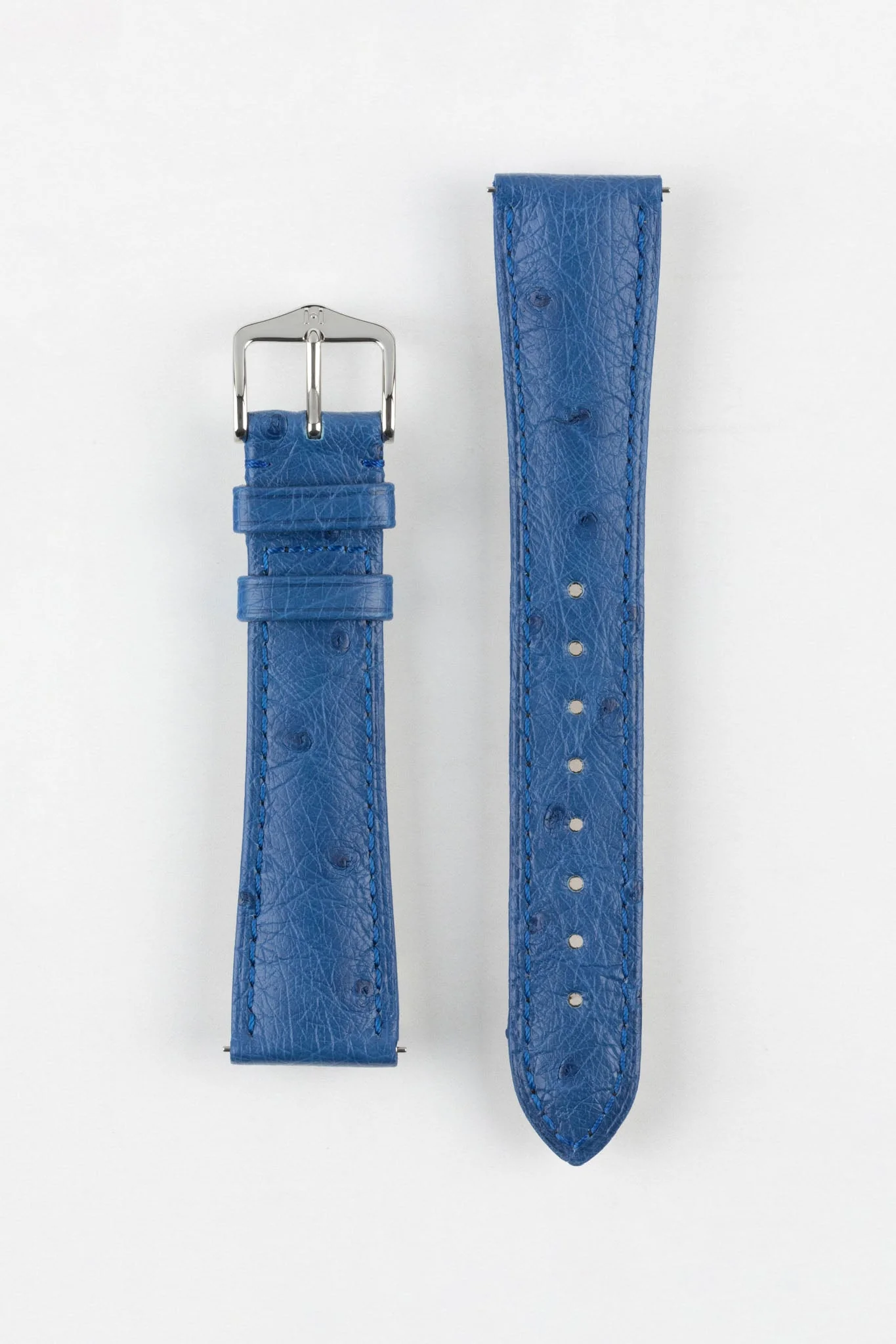 Hirsch MASSAI OSTRICH Leather Watch Strap in ROYAL BLUE