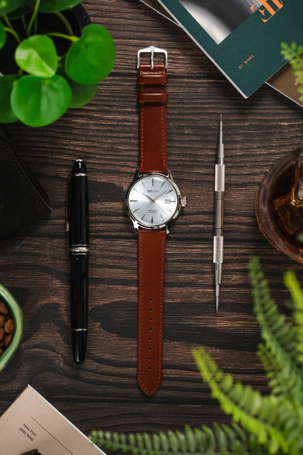 Hirsch OSIRIS Calf Leather Watch Strap in MID BROWN - Image 6