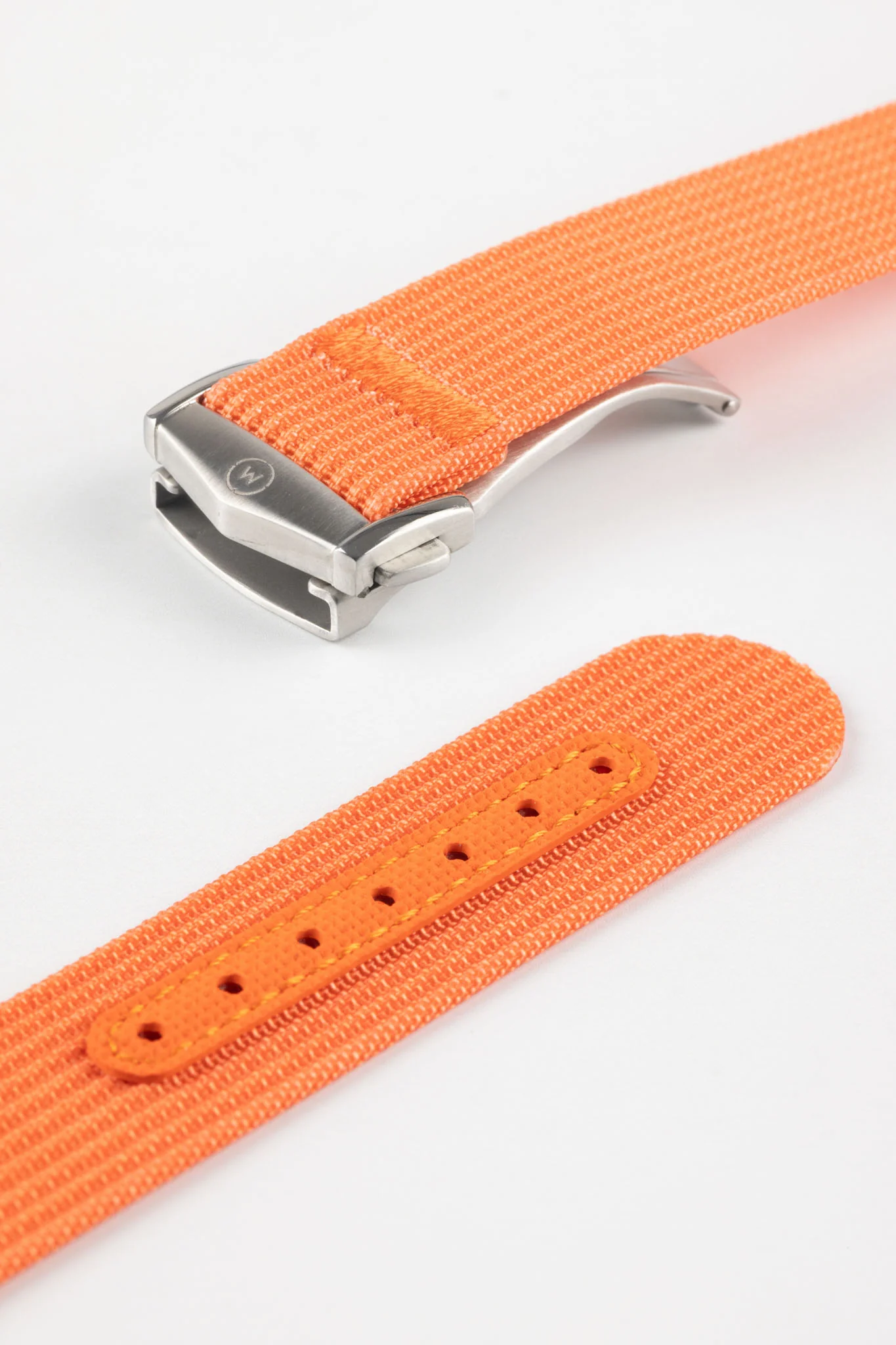 Ribbed Nylon Watch Strap with Clasp in ORANGE - Image 5