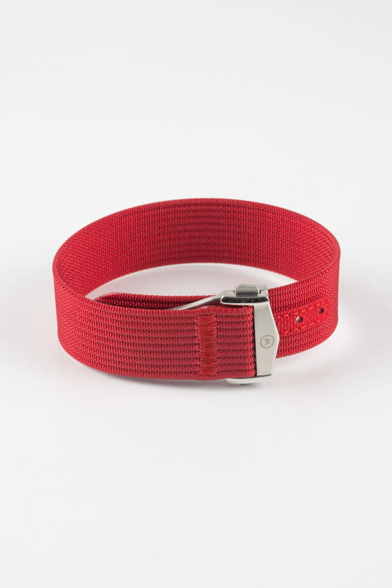 Ribbed Nylon Watch Strap with Clasp in RED - Image 3