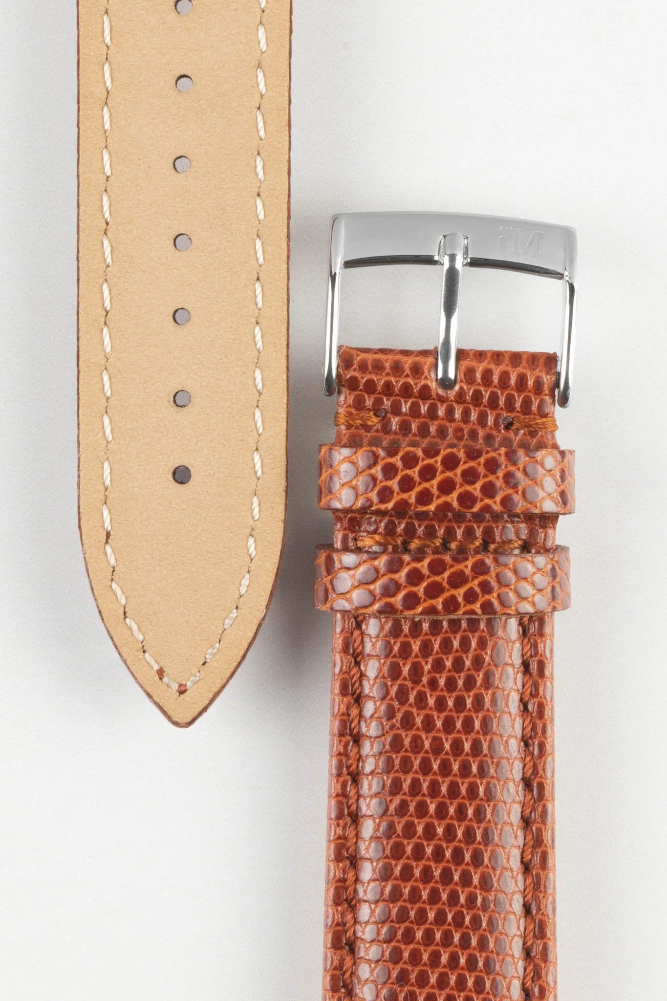 Morellato VIOLINO Genuine Lizard Skin Watch Strap in GOLD BROWN - Image 3
