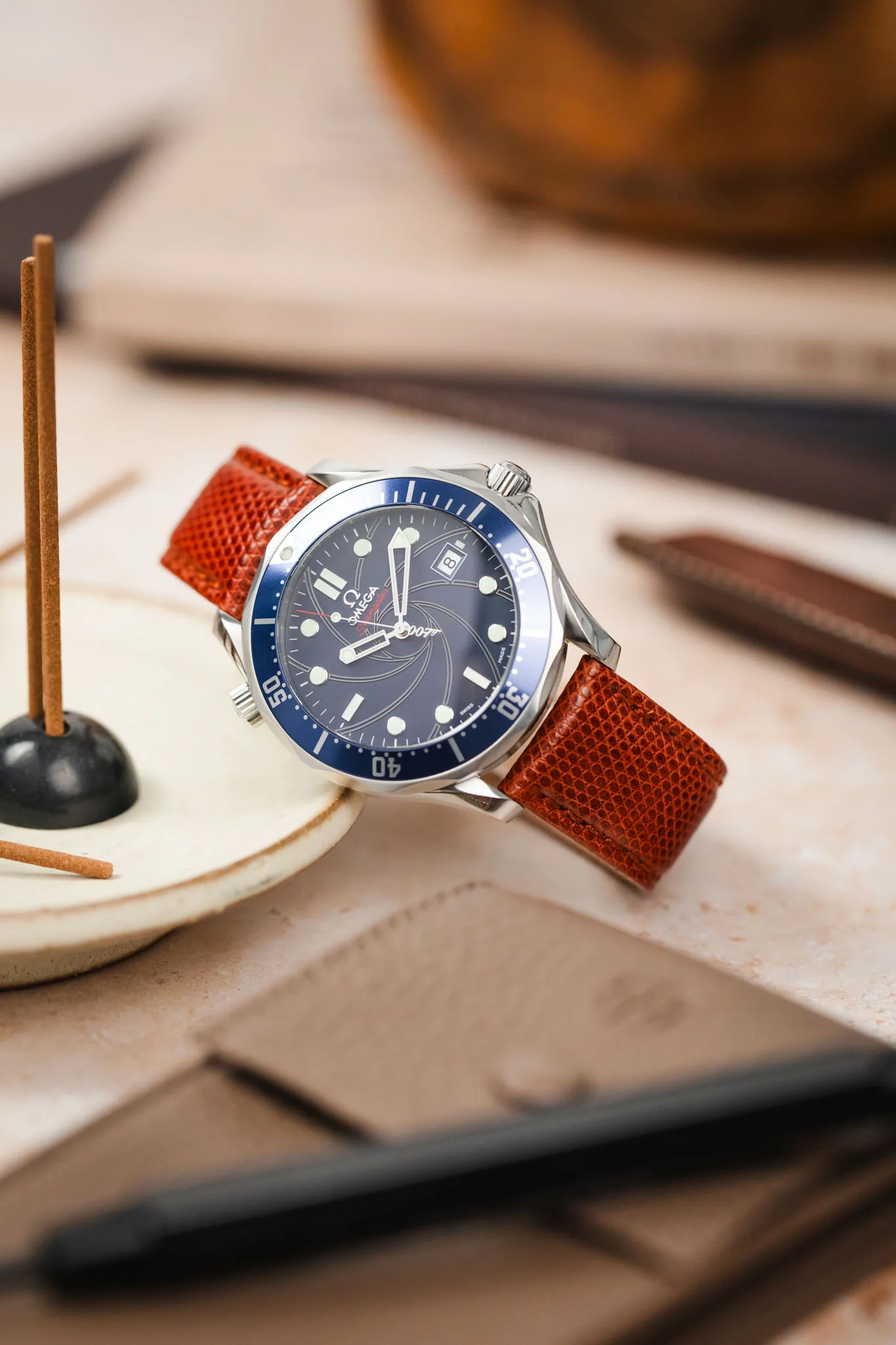 Morellato VIOLINO Genuine Lizard Skin Watch Strap in GOLD BROWN - Image 4
