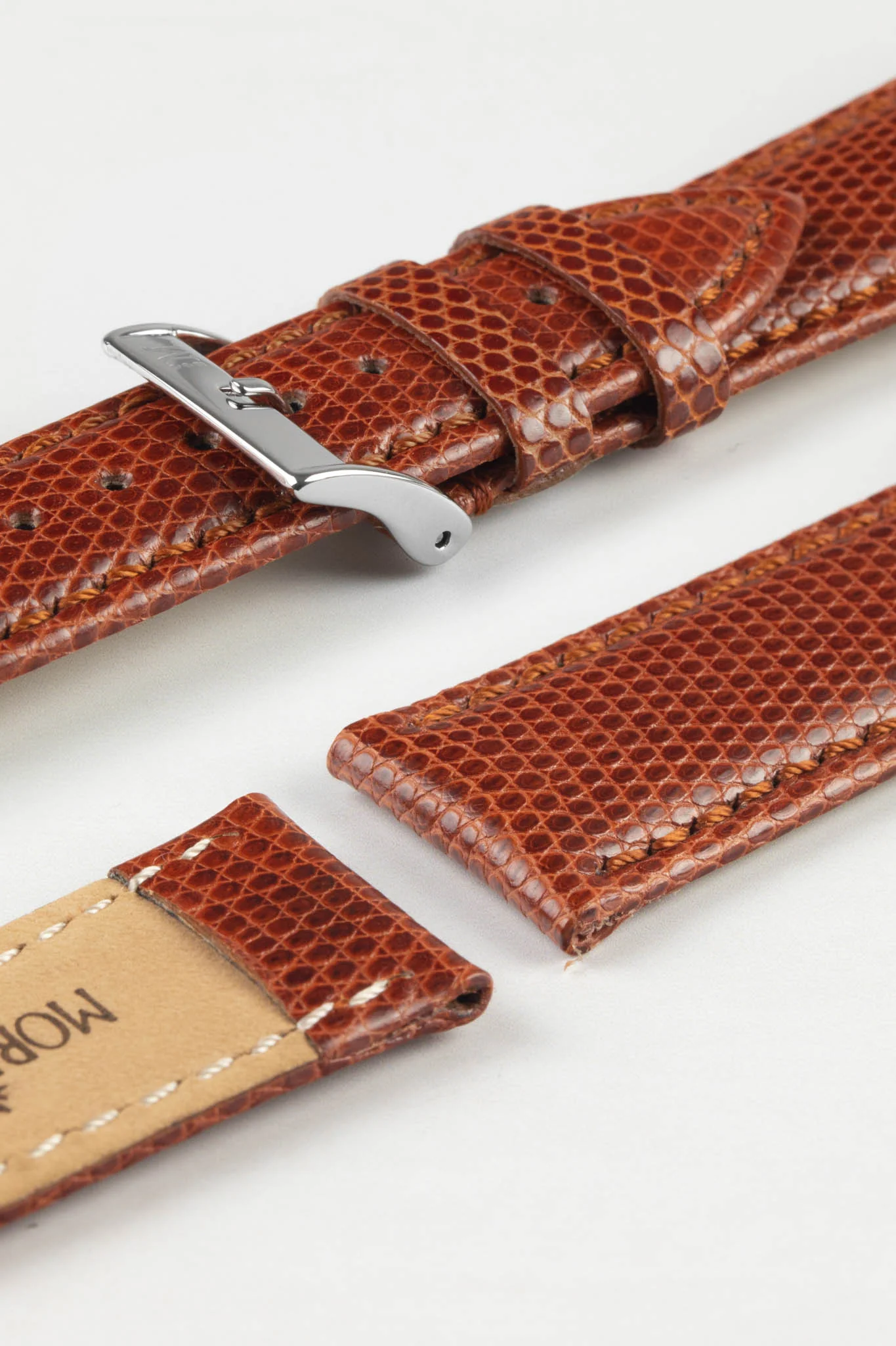 Morellato VIOLINO Genuine Lizard Skin Watch Strap in GOLD BROWN - Image 7