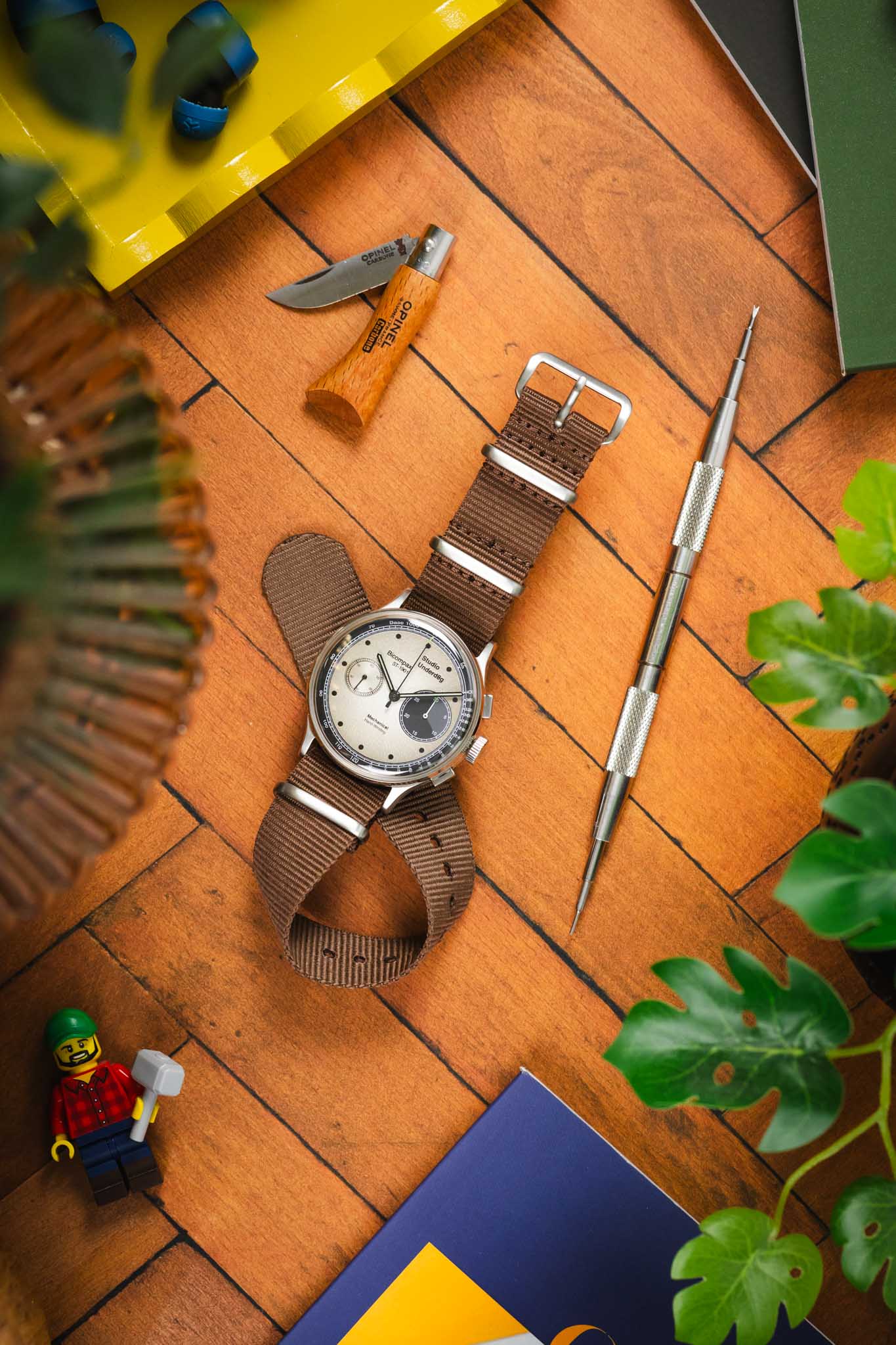 Nylon Watch Strap in COFFEE BROWN with Brushed Buckle and Keepers - Image 7
