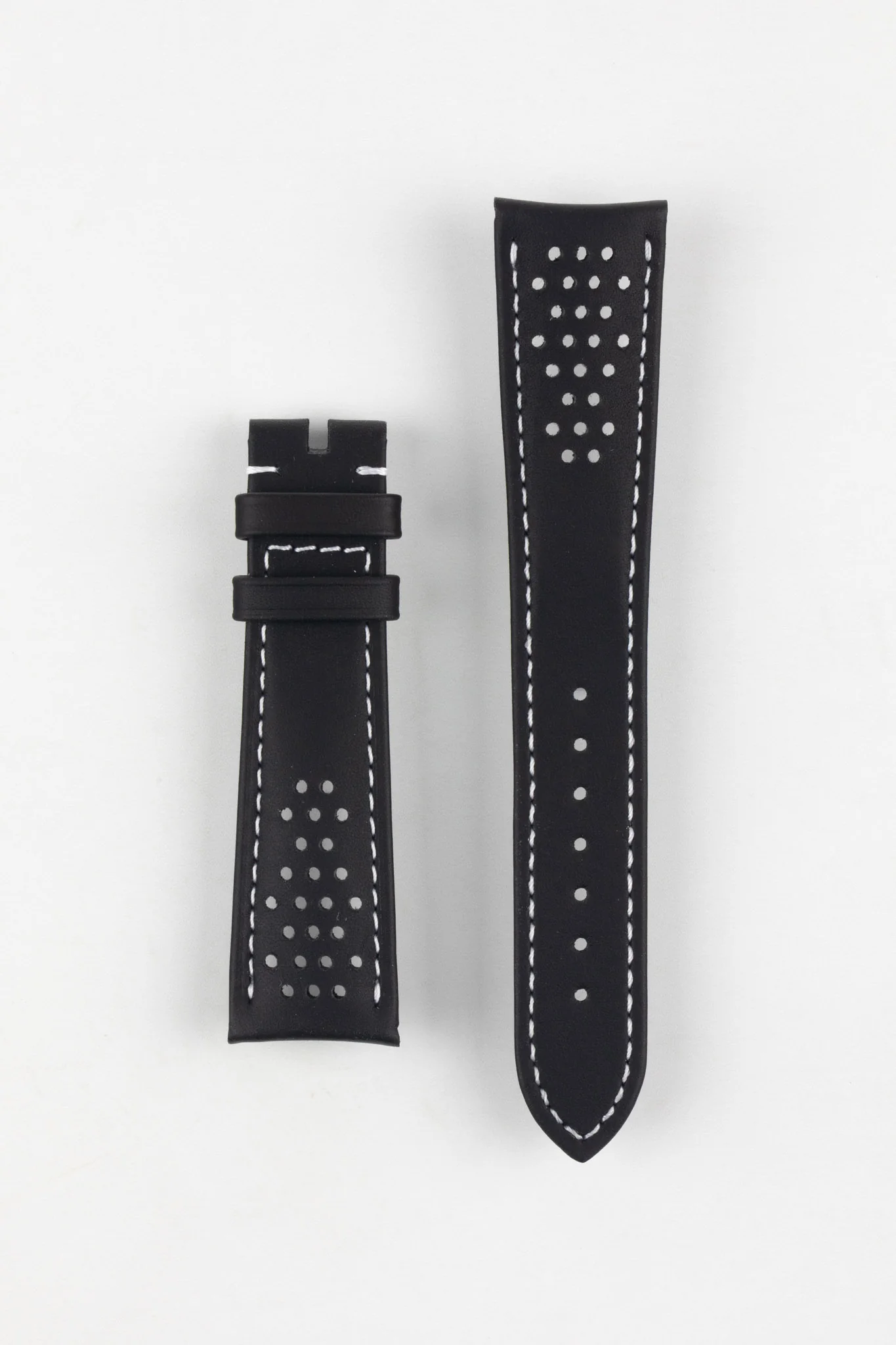 OMEGA Seamaster Olympic Perforated Leather Strap in Black with White stitch