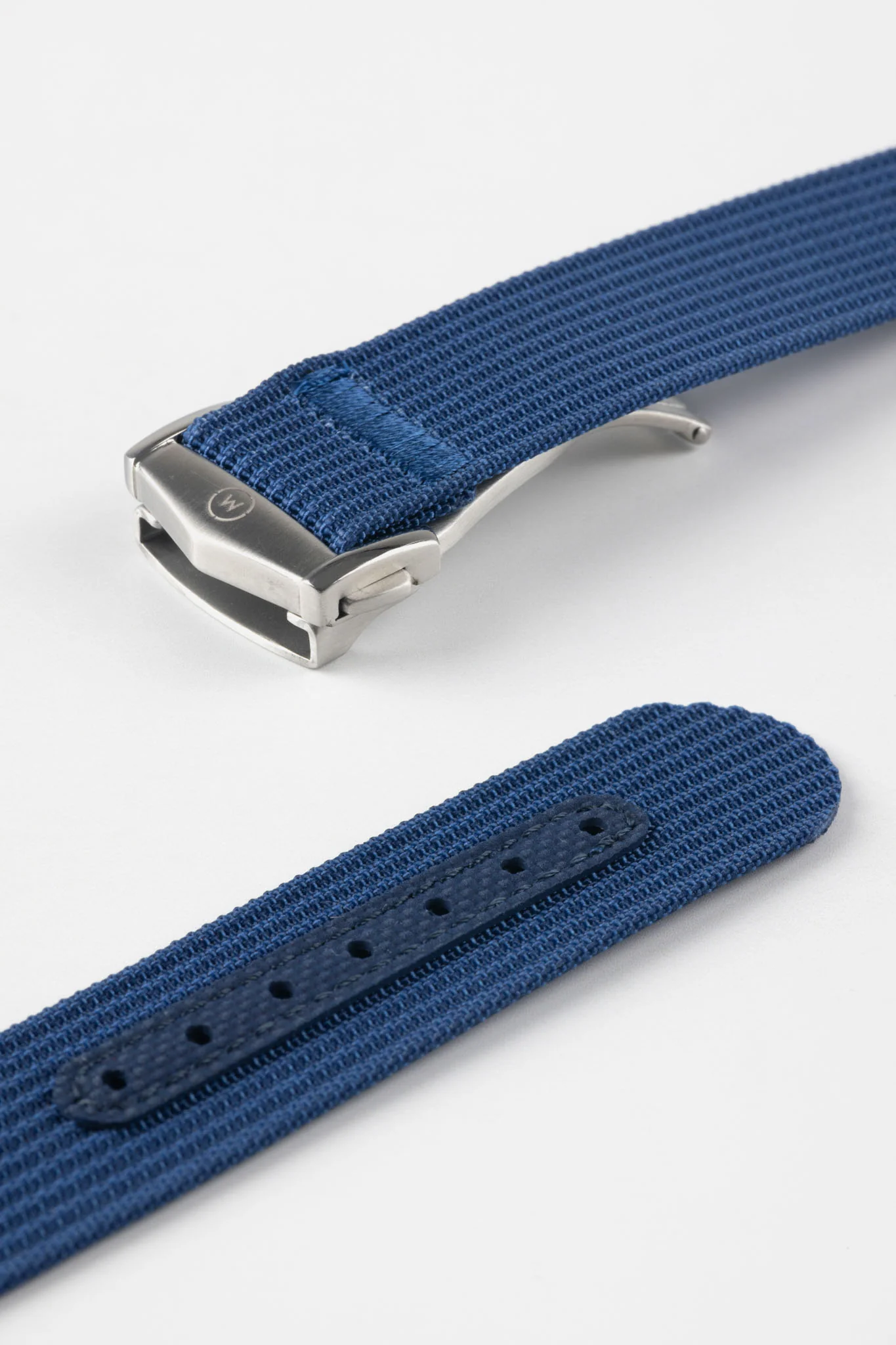 Ribbed Nylon Watch Strap with Clasp in BLUE - Image 5