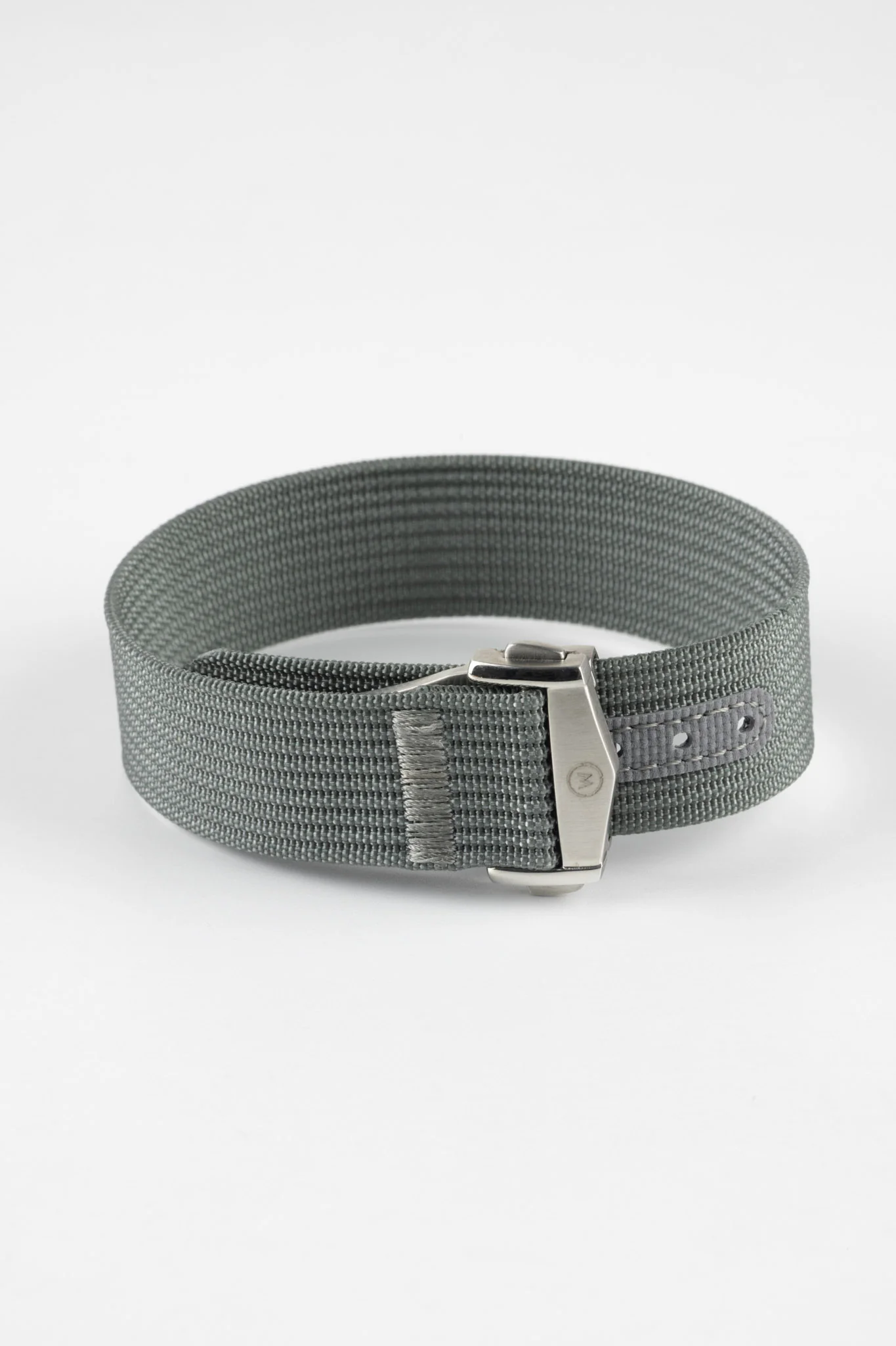 Ribbed Nylon Watch Strap with Clasp in GREY - Image 3