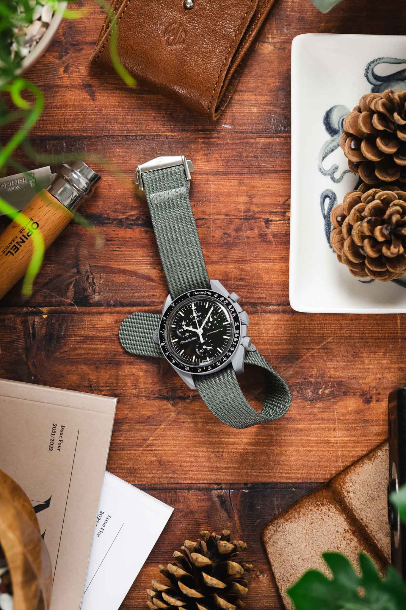 Ribbed Nylon Watch Strap with Clasp in GREY - Image 7