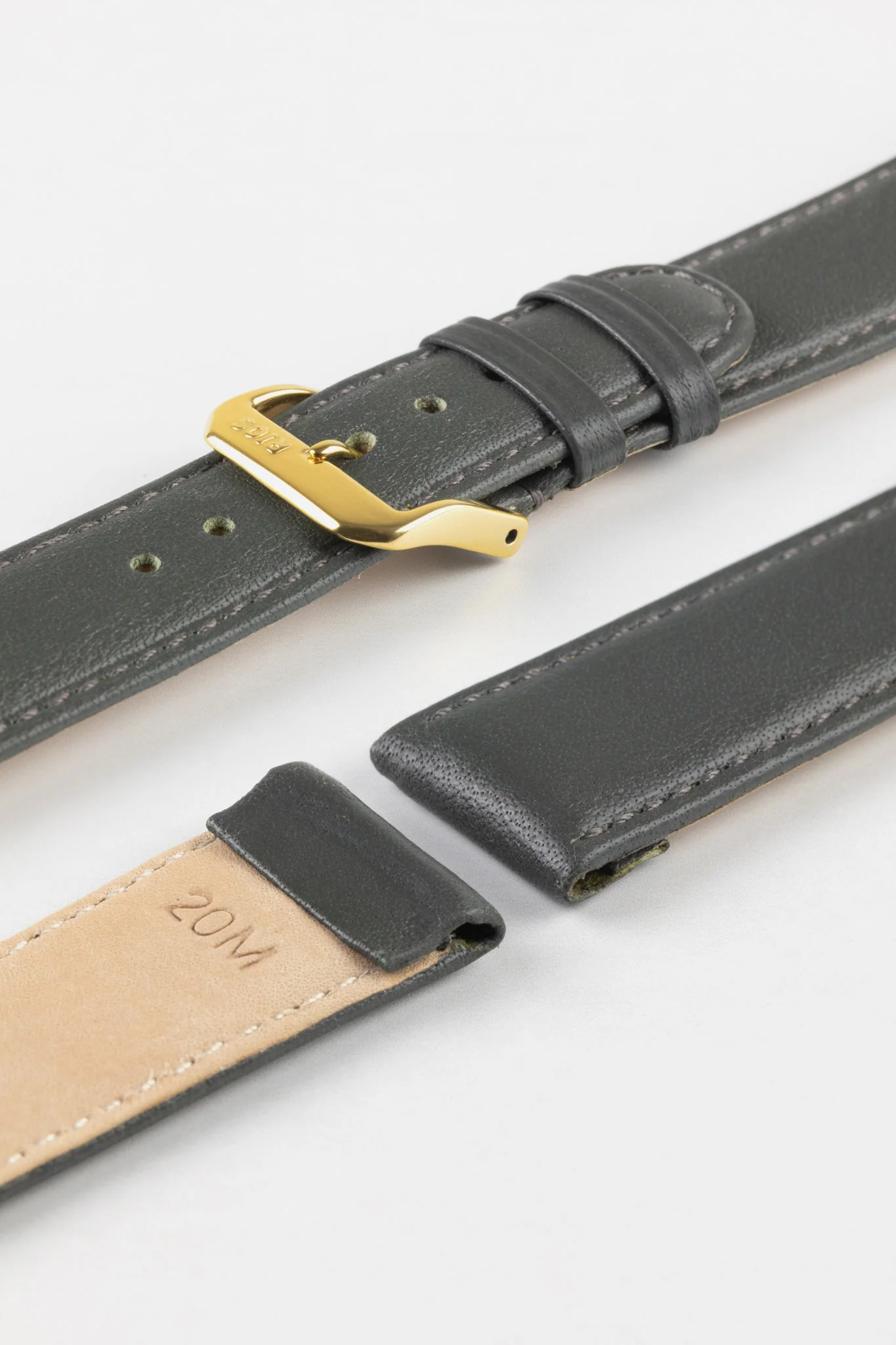 RIOS1931 ARIZONA Genuine Saddle Leather Hook-On Watch Strap in STONE GREY - Image 5