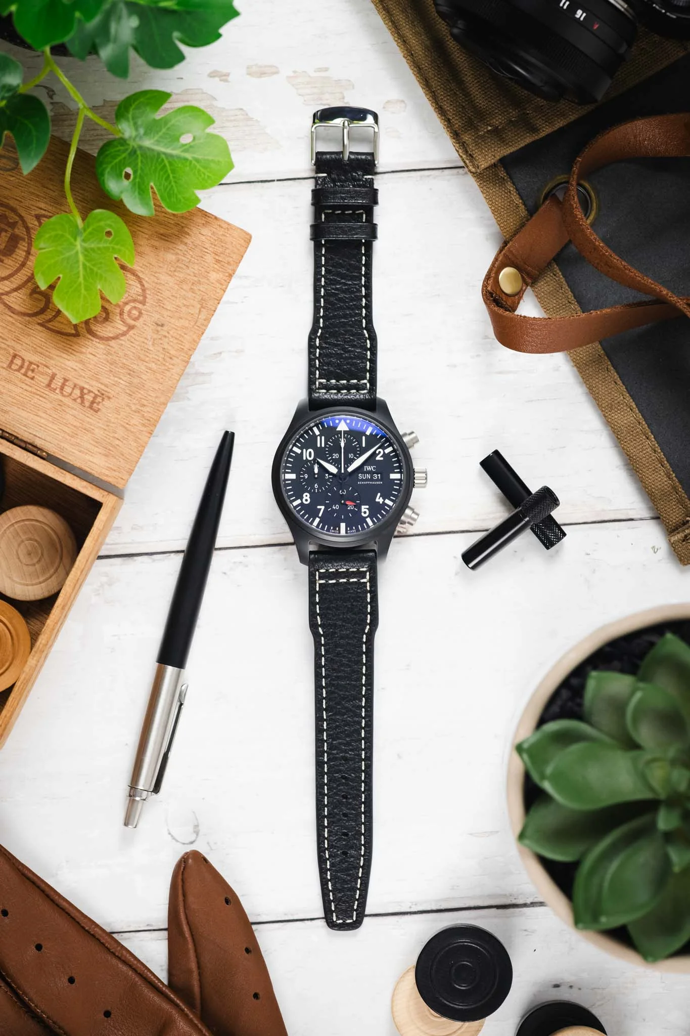 RIOS1931 TYPHOON Genuine Buffalo Leather Watch Strap in Black - Image 9