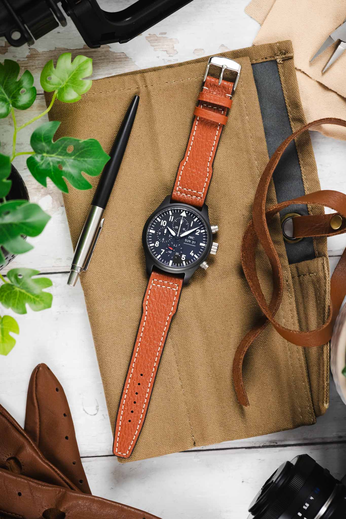 RIOS1931 TYPHOON Genuine Buffalo Leather Watch Strap in Cognac - Image 9