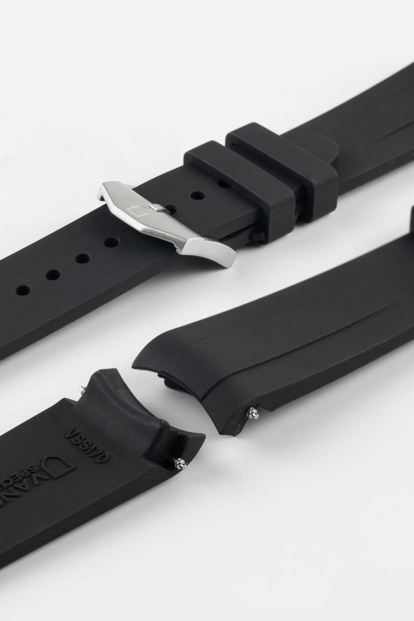 VANGUARD Curved-End Integrated Rubber Watch Strap for Omega Seamaster / Railmaster in BLACK - Image 7
