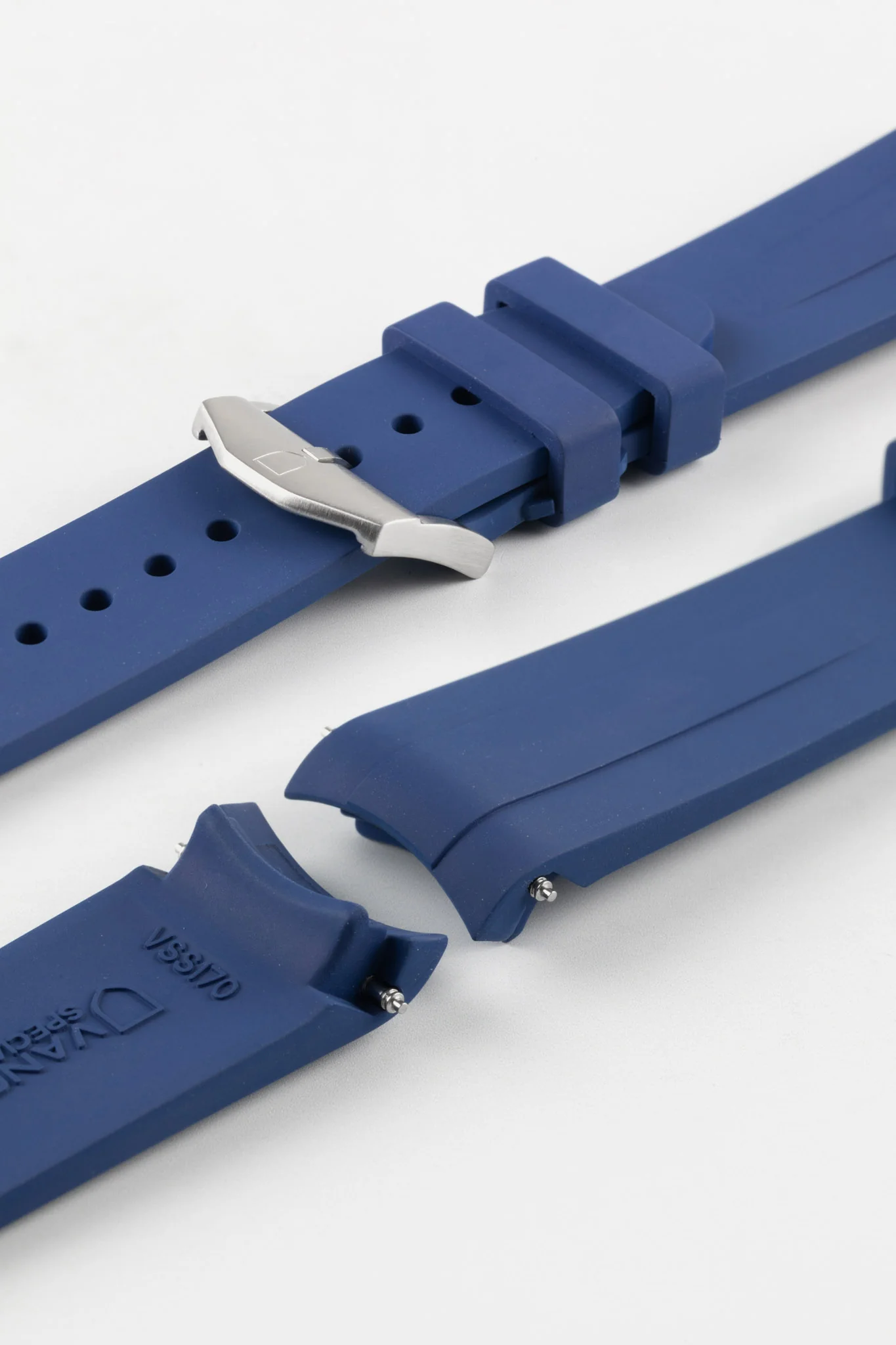 VANGUARD Curved-End Integrated Rubber Watch Strap for Omega Seamaster / Railmaster in BLUE - Image 7